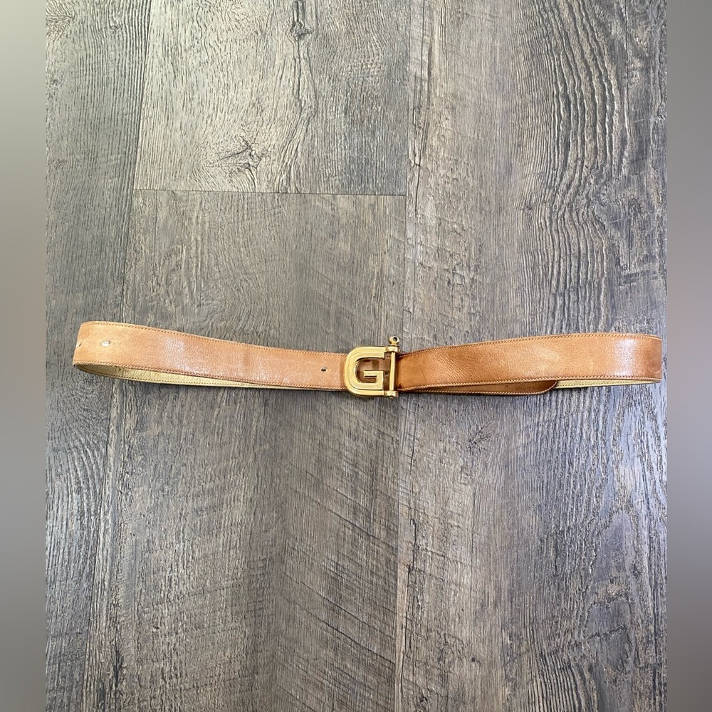 GUCCI Leather Golden Single G Vintage Brown Belt - Picture 1 of 9